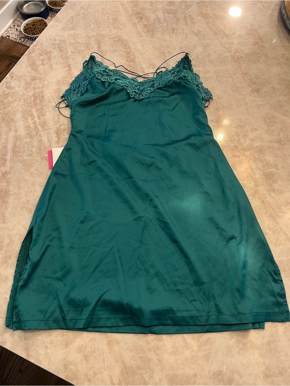 Beginning Boutique Wheatley Emerald Mini Satin Silk Dress NWT